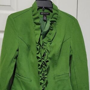 INC Green Ruffled Women's Jacket